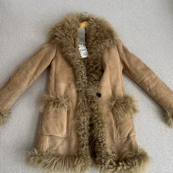 Zara NTW Women's Tan Genuine suede/ Shearling fur Coat - Picture 2 of 12
